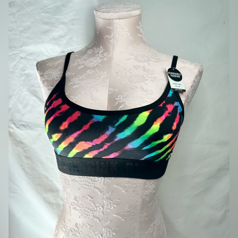 PINK Victoria’s Secret rainbow zebra sports bra